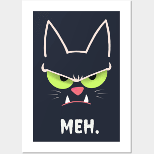 Sarcastic Funny Angry Cat MEH Halloween Costume Gift Posters and Art